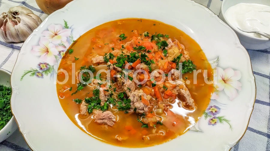 Суп с чечевицей на мясном бульоне