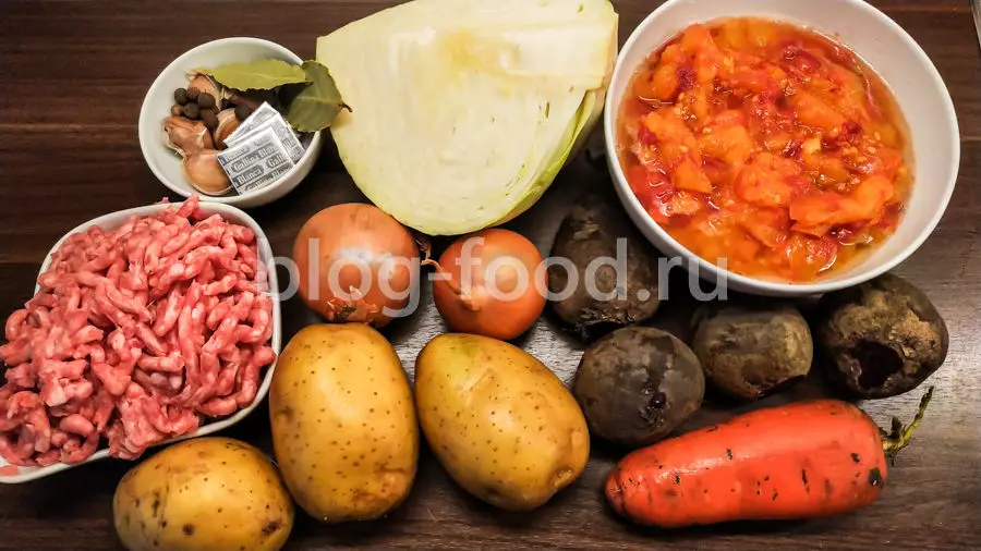 Борщ с фрикадельками на бульонных кубиках