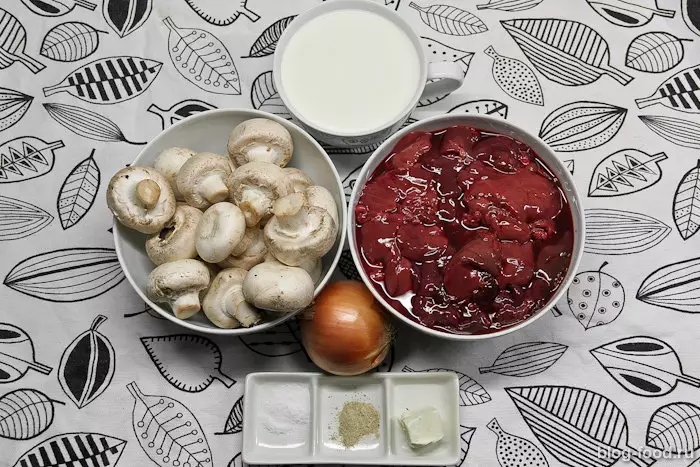 Куриная печень в&nbsp;сливках с&nbsp;грибами