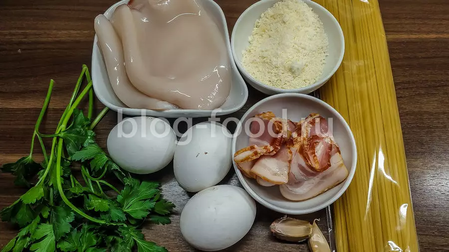 Карбонара с кальмарами