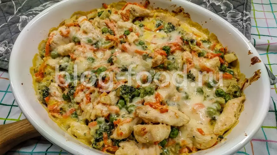 Курица с овощами в сметанном соусе
