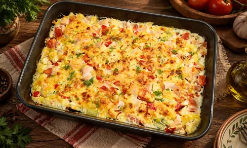 Овощная запеканка с курицей