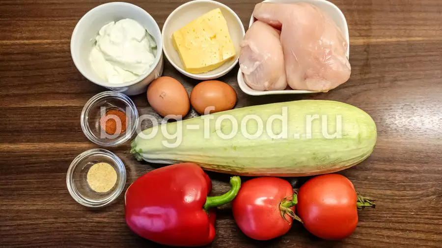 Овощная запеканка с курицей