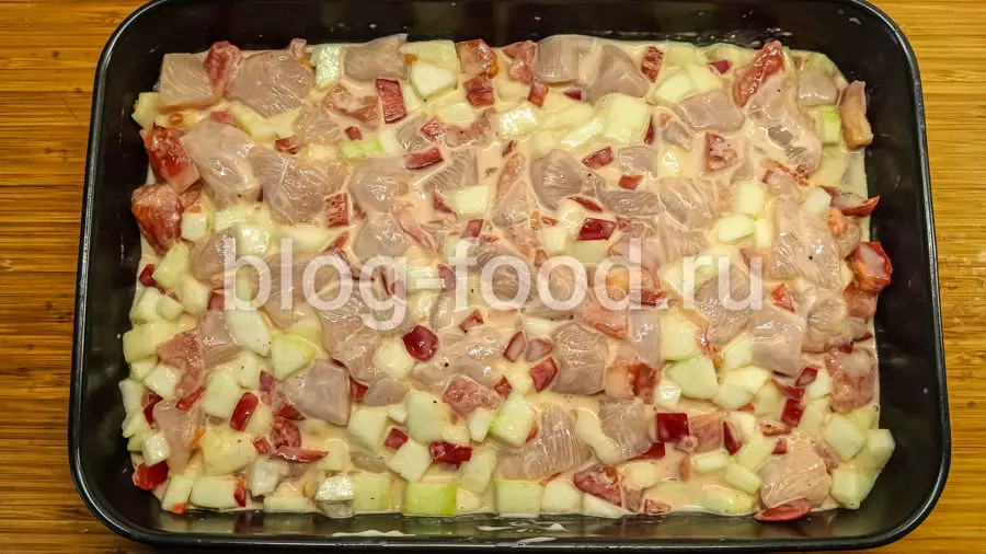 Овощная запеканка с курицей