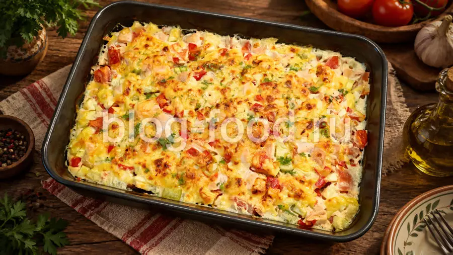 Овощная запеканка с курицей