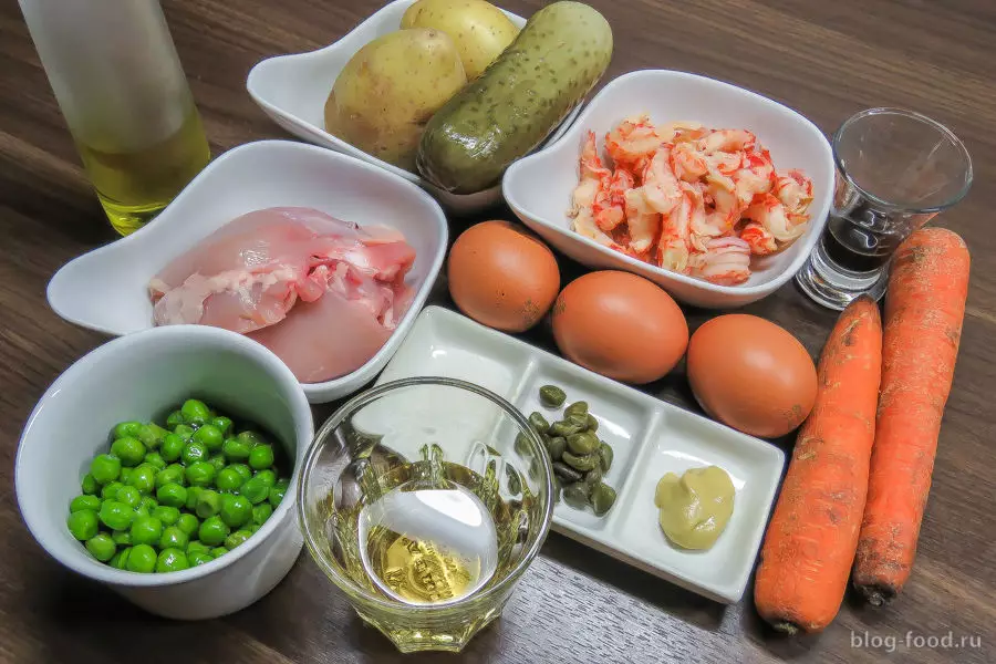 Оливье с раковыми шейками